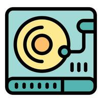 Vinyl record player playing music with buttons and display vector