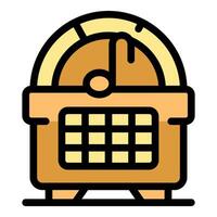 Jukebox playing music, retro nostalgia in a colorful icon vector