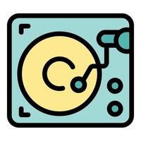 Copyright protection, intellectual property, and content ownership represented by turntable playing vinyl record vector