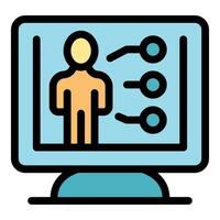 Online survey showing customer choosing options on computer screen vector