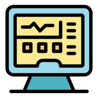 Computer monitor displaying medical information with charts and buttons vector