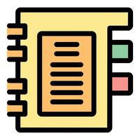 Notebook with bookmarks showing notes, taking notes, studying, learning, or writing vector