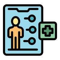 Online patient medical record with healthcare data and cross symbol vector
