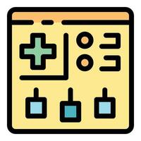 Online medical record keeping system with cross and buttons vector