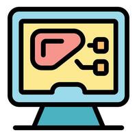 Online liver analysis showing functioning and diagnosis on computer screen vector