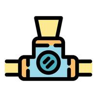 Water meter measuring flowing liquid in pipeline system vector