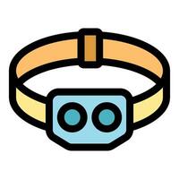 Headlamp lighting the way, exploring darkness with portable illumination vector