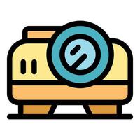 Portable projector displaying bright light beam for presentations and entertainment vector