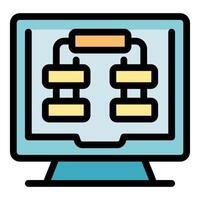Algorithm showing on desktop computer screen, creating software vector