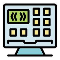 Drum machine software displaying musical notes on screen vector