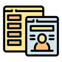 Online registration form with user profile and data fields displaying on screen vector