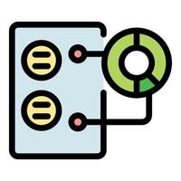 Server connecting to pie chart representing data analysis and statistics vector