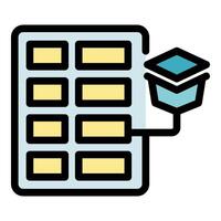 Server rack connecting to database, data center icon, cloud storage symbol vector