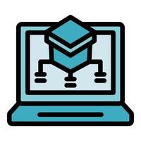 Laptop showing blockchain technology connecting devices vector