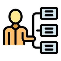 Manager connecting three servers in data center representing big data management vector