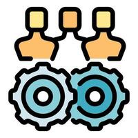 Office workers are collaborating and running business processes using teamwork vector