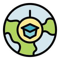 Global education icon representing worldwide learning and knowledge vector