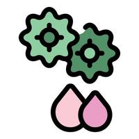 Gears rotating and dripping pink liquid representing lubrication or biofuel vector