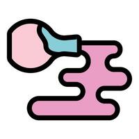 Pink nail polish pouring from the bottle creating a puddle vector