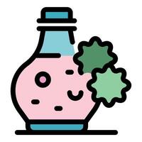 Algae growing in a glass jar for biomass production vector