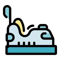 Bumper car moving on platform in amusement park ride vector