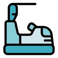 Bumper car moving on a track in amusement park vector