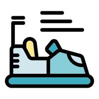 Bumper car moving fast in amusement park ride icon vector