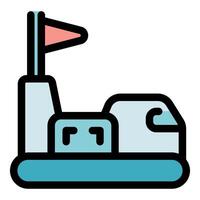 Hovercraft floating on water with flag and cabin vector