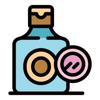 Laundry detergent bottle and usage instructions depicting washing machine drum vector
