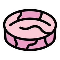 Pink round slice of meat showing marbling texture vector