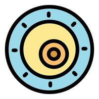 Round timer showing time passing, clock or stopwatch icon vector