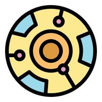 Futuristic circular device emitting signals in pastel colors vector