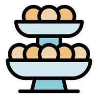 Two tiered serving tray displaying round food items vector