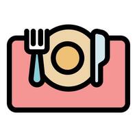 Fork, knife, and plate on placemat, ready for dining vector