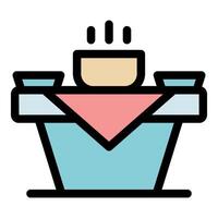 Hot food steaming on dining table set for meal vector