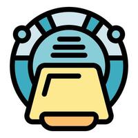 Futuristic helmet emerging from a technological portal, embracing innovation vector