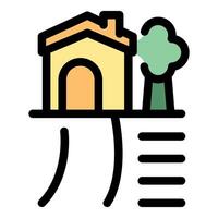 House and tree balancing precariously on eroding cliff edge vector