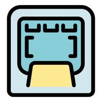 Memory card being inserted into electronic device icon vector