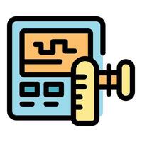 Glucometer measuring glucose level with blood drop icon showing diabetes control vector