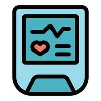 Glucometer showing heartbeat and blood sugar level with display icon vector