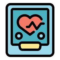 Heartbeat monitor showing heart rate on mobile device screen vector