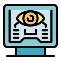 Eye tracking software showing eye on computer screen vector