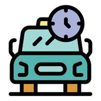 Taxi cab showing punctuality and reliability with clock icon vector