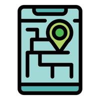 Smartphone showing city map with gps tracking icon vector