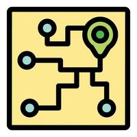 Electronic navigation system showing interconnected locations and destination pin vector