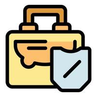 Secure briefcase protecting valuable business documents with shield icon vector