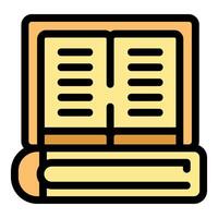 Open book lying on a closed book, displaying text and inviting readers vector