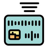 Contactless payment with credit card showing wireless signal vector