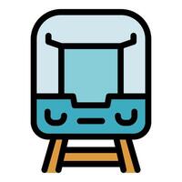 Modern subway train front view on railway track vector