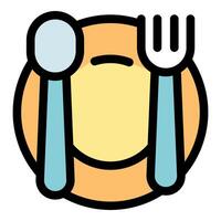 Spoon and fork resting on empty plate, ready for dining experience vector